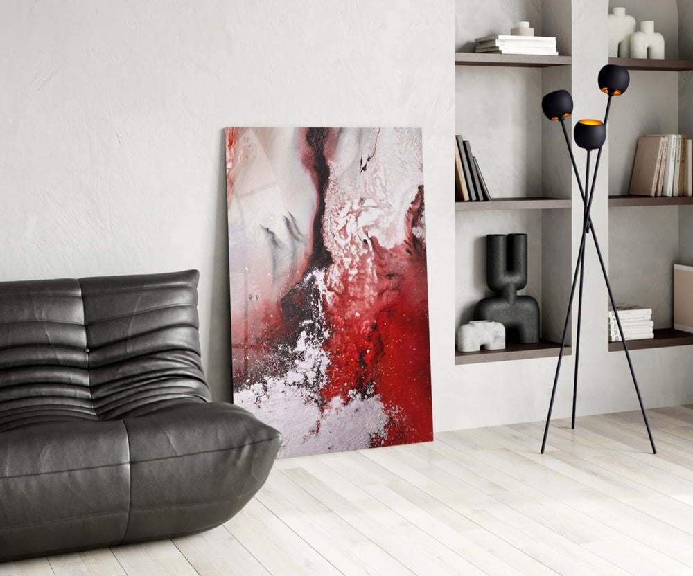 Colors of Abstraction glass print enhancing a dining room with cinematic drama