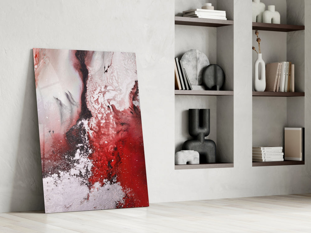 Colors of Abstraction artwork anchoring a wall with bold moody palette
