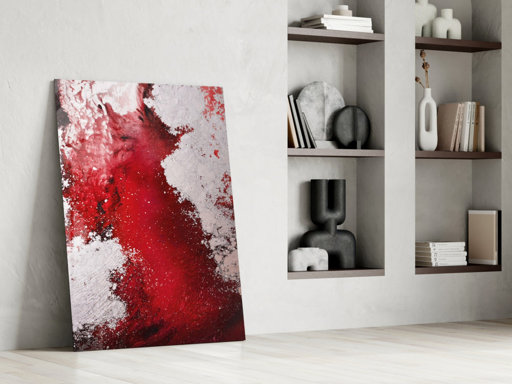 Colors of Abstraction artwork anchoring a wall with bold energetic palette