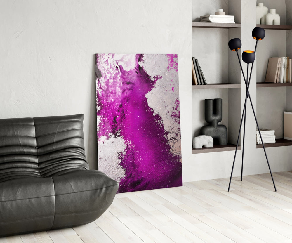 Colors of Abstraction glass print enhancing a living room with cinematic drama
