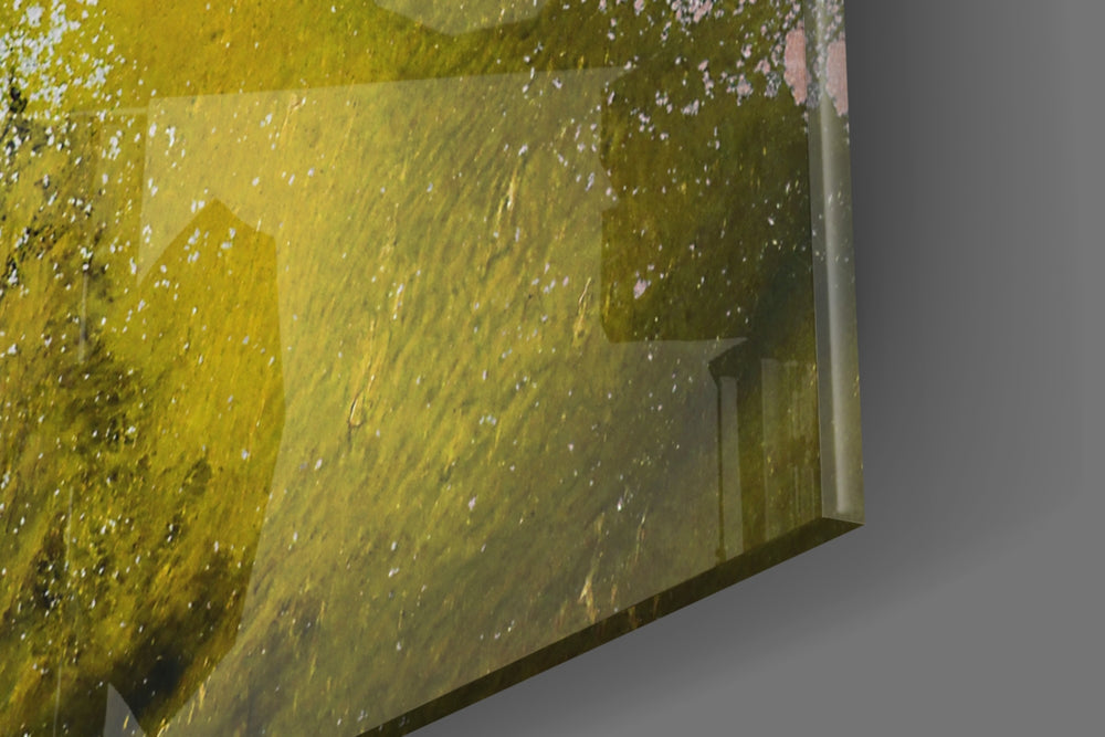 Colors of Abstraction panel catching window light to reveal its painterly warmth