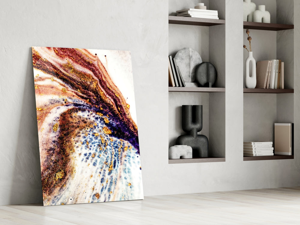 Abstract artwork anchoring a wall with luxurious mineral palette