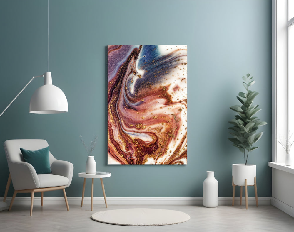 Marble panel adding editorial mood to a bedroom
