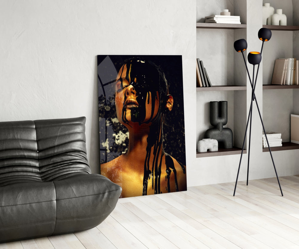 Stain glass print enhancing a dining room with cinematic drama