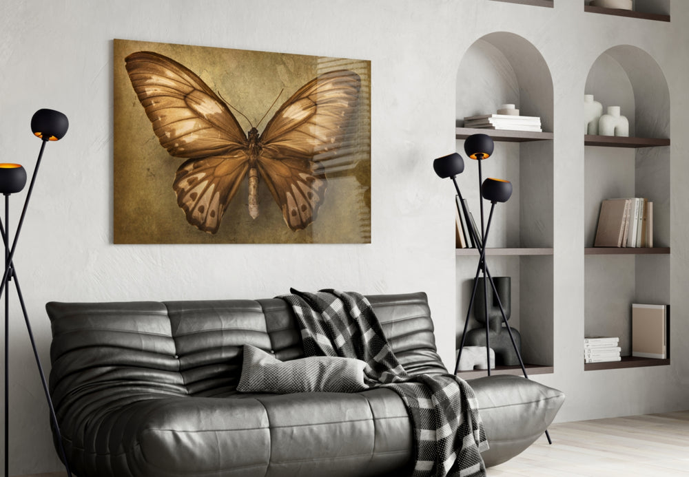 Butterfly panel adding editorial mood to a hallway