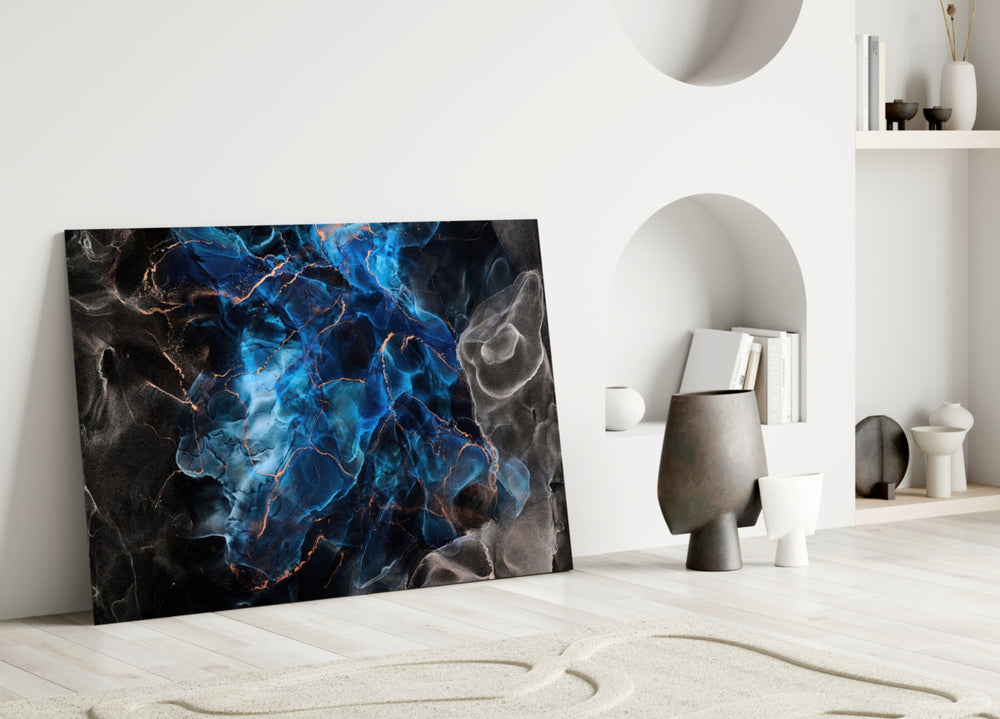 Energy glass wall art styled above a sofa in a gaming room