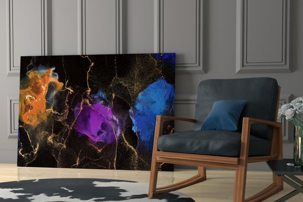 Energy artwork anchoring a wall with bold energetic palette