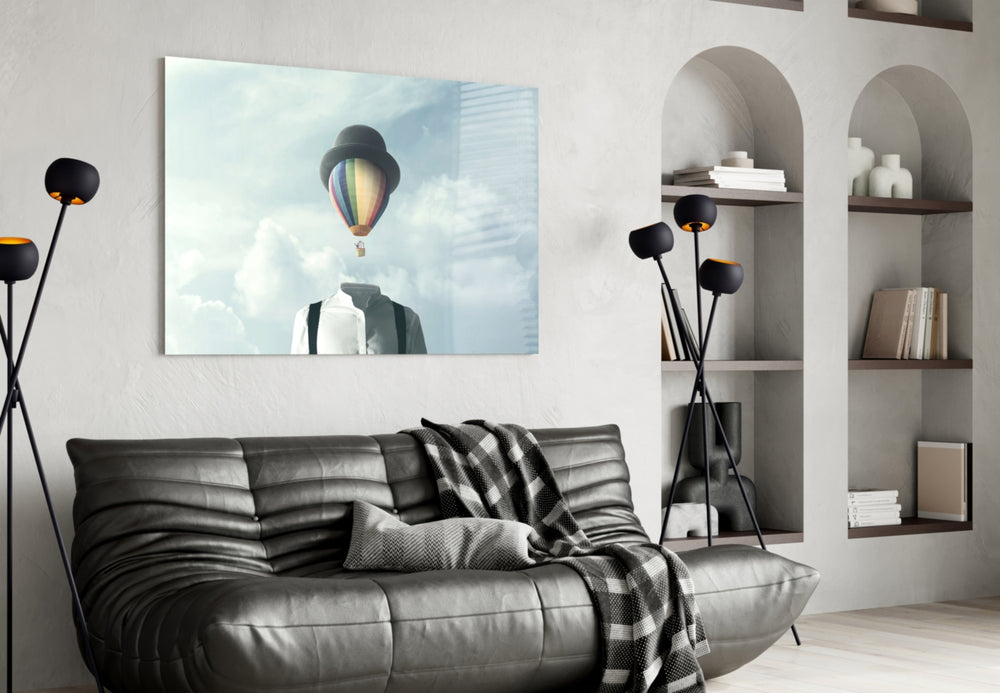 Balloon Heads panel adding editorial mood to a living room