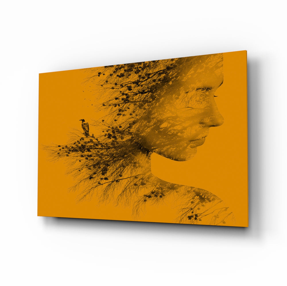 Double-exposure-warm panel bringing contemplative warmth to a contemporary study