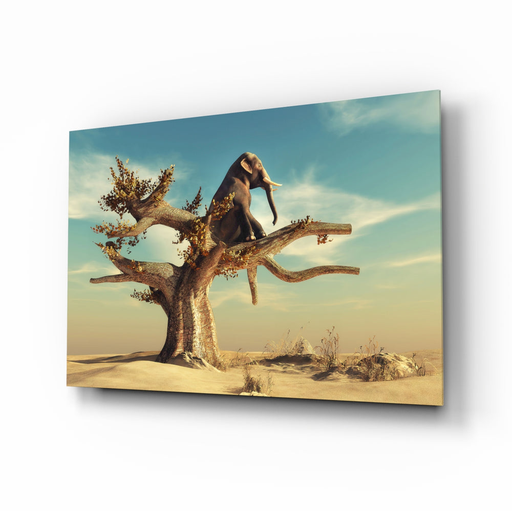 Fantasy-surreal panel bringing playful wonder to a contemporary lounge