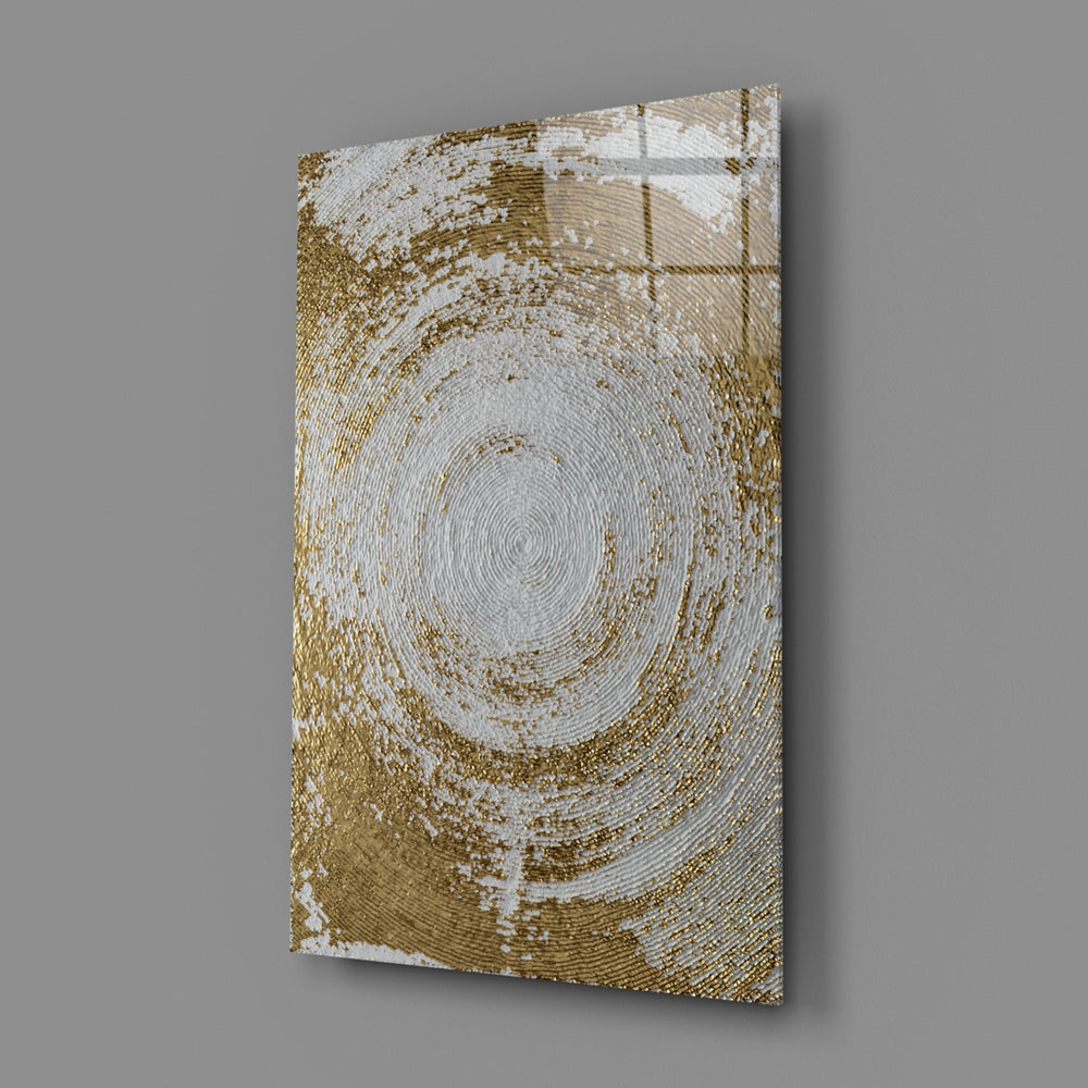Abstract Loop close-up showing pearl spiral with gold-leaf flecks on cream