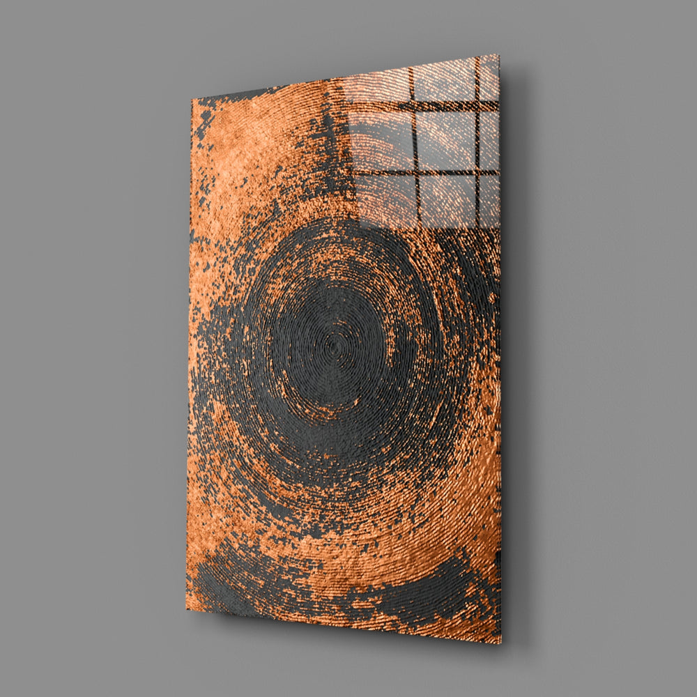 Abstract Loop close-up showing copper spiral ripple on charcoal ground