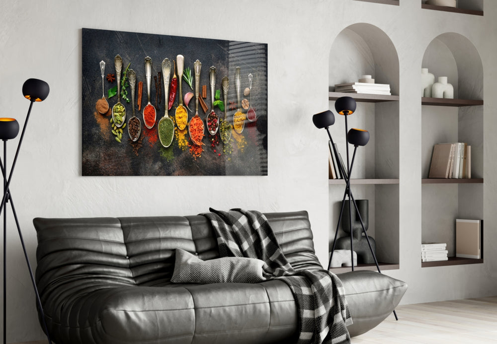 Spices panel adding editorial mood to a dining room