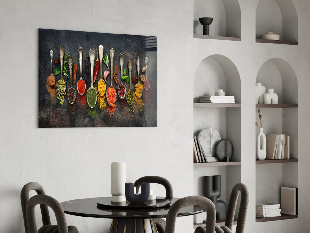 Spices glass print enhancing a restaurant with cinematic drama