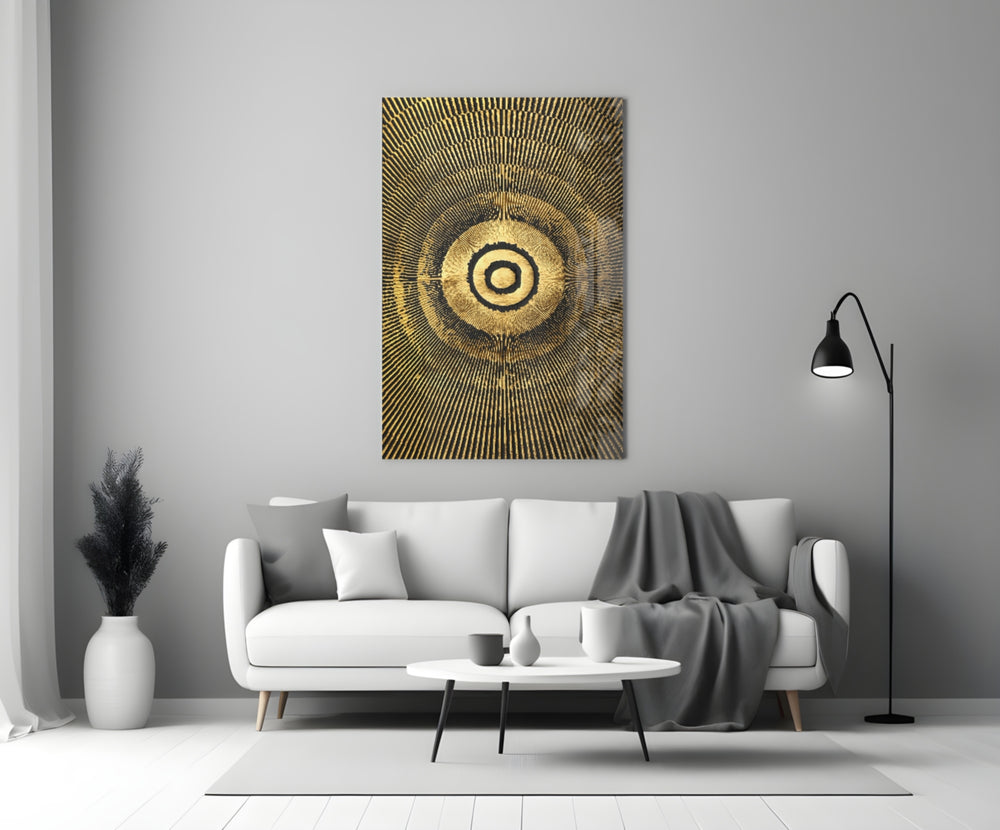 Abstract Loop glass wall art styled in an office