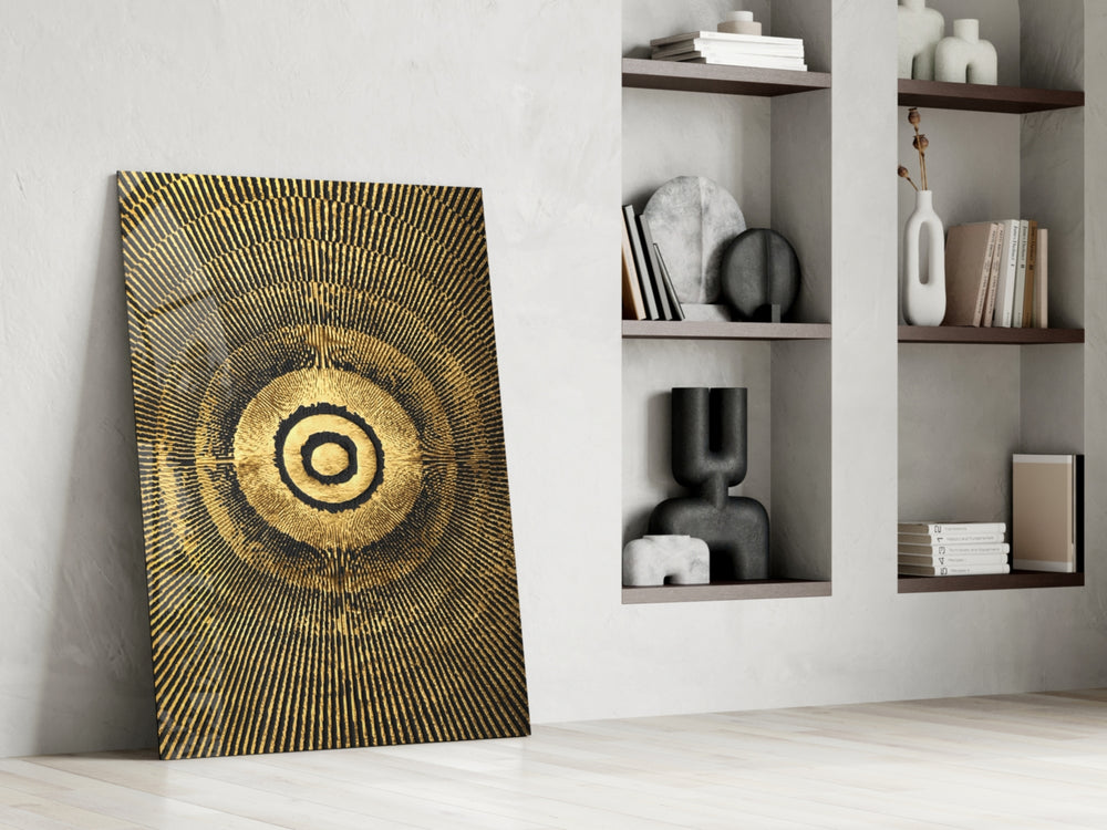 Abstract Loop artwork anchoring a wall with luxurious dramatic palette