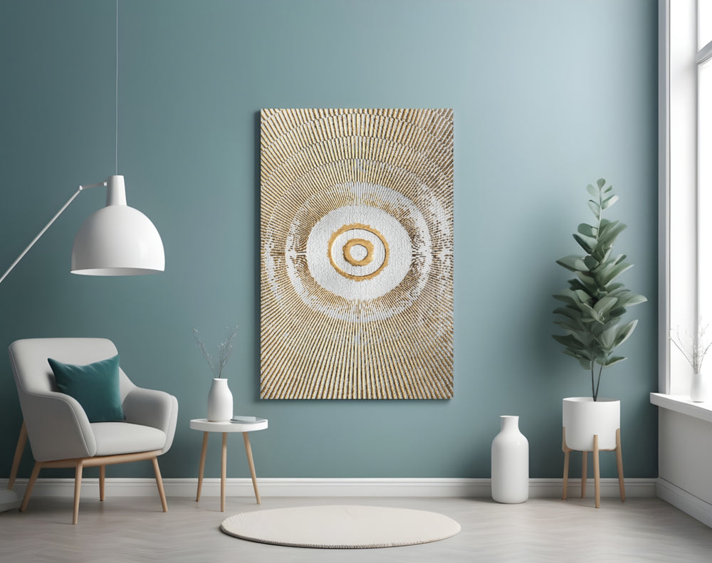 Abstract Loop panel adding editorial calm to a living room