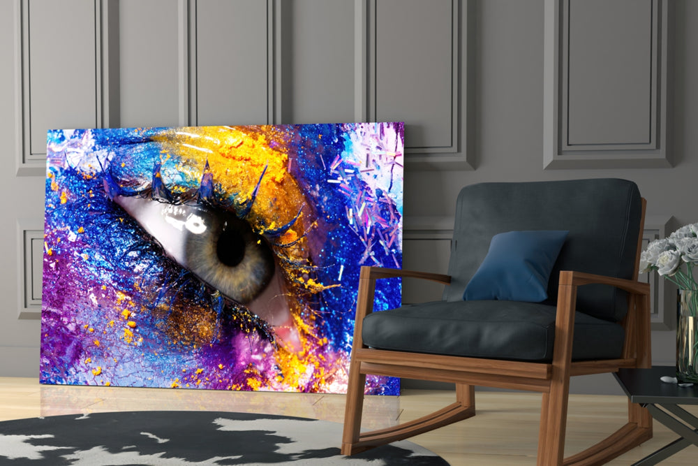 Pupil artwork anchoring a wall with bold energetic palette