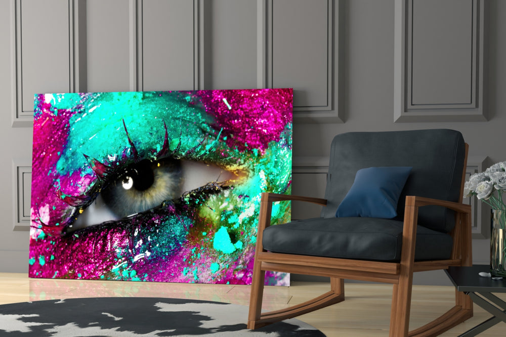 Pupil artwork anchoring a wall with bold energetic palette