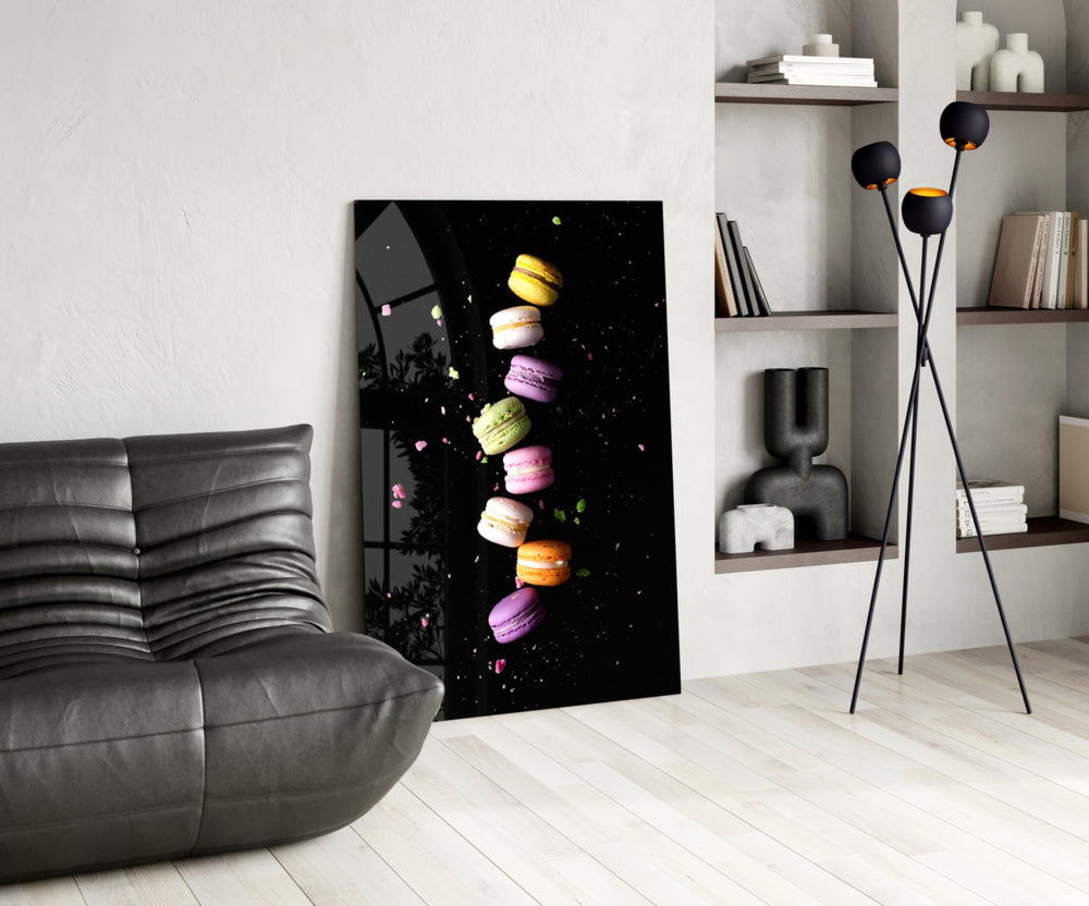 Macarons glass print enhancing a kids room with cinematic whimsy