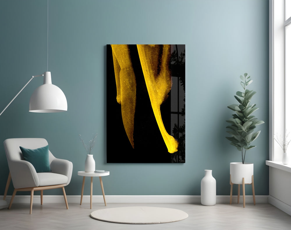 Yellow Story panel adding editorial mood to a bedroom