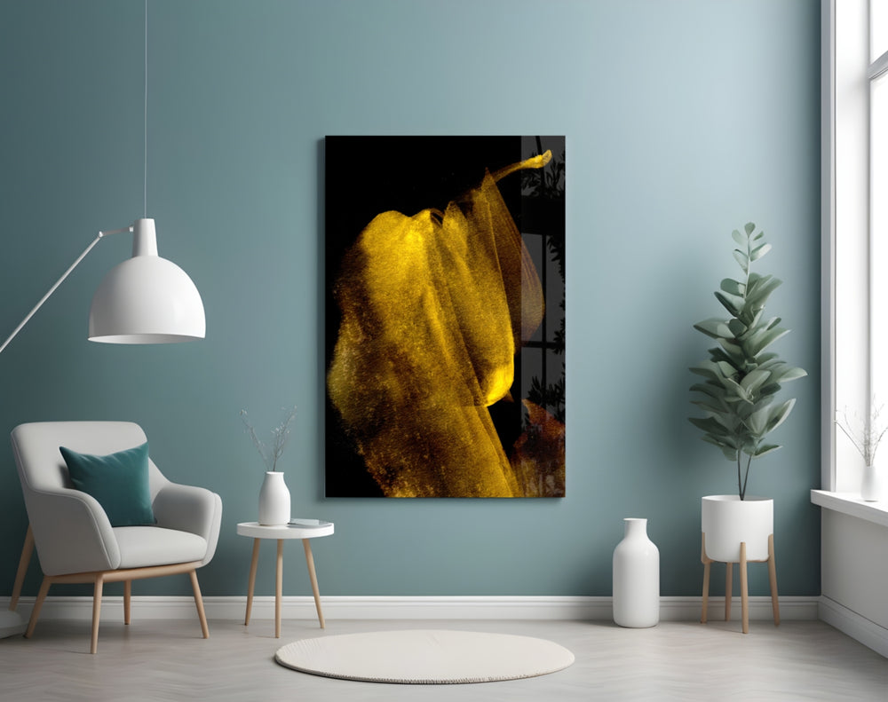 Yellow Story panel adding editorial mood to a bedroom