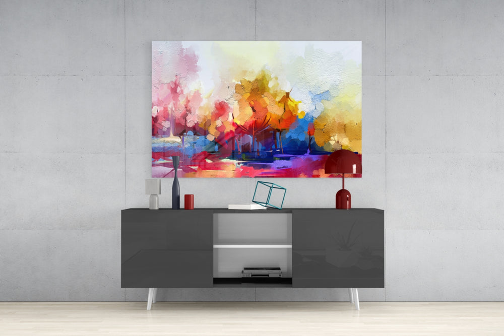 Abstract Trees Glass Wall Art.