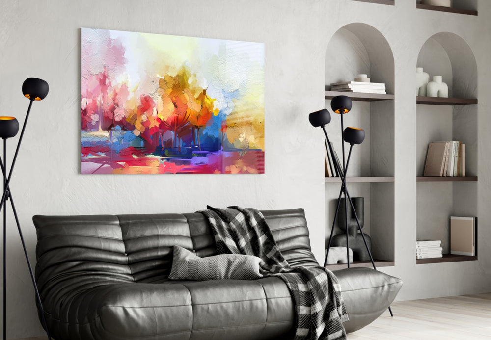 Abstract Trees panel adding editorial wonder to a kids room