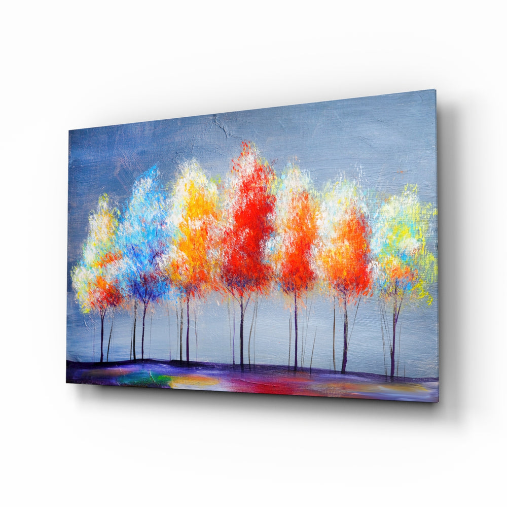 Impressionist-painterly panel bringing bold warmth to a contemporary lounge