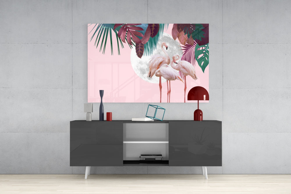 Flamingo Glass Wall Art.