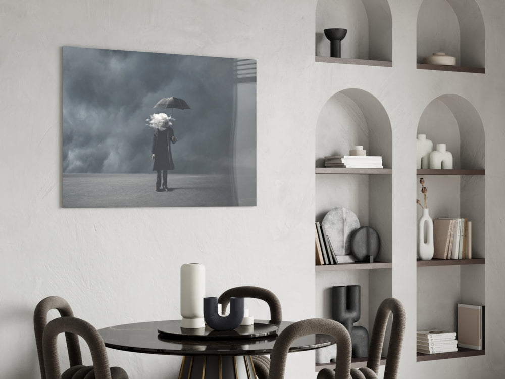Storm in Thoughts glass print enhancing an office with cinematic calm