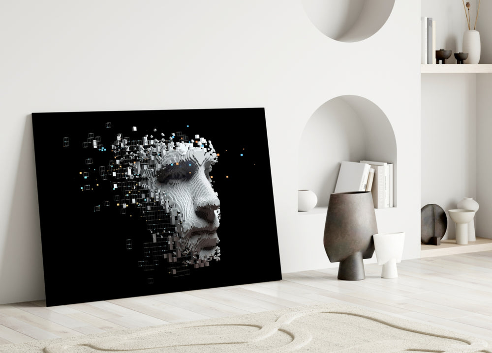 Being Human glass wall art styled above a credenza in a gaming room