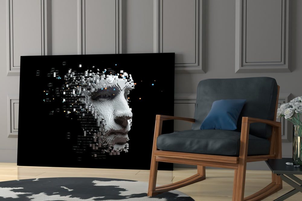 Being Human artwork anchoring a wall with bold sci-fi palette