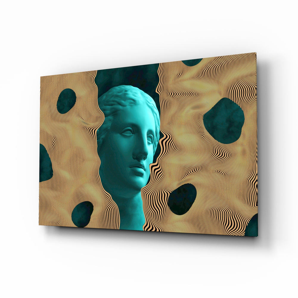 Retro-vaporwave panel bringing bold drama to a contemporary lounge