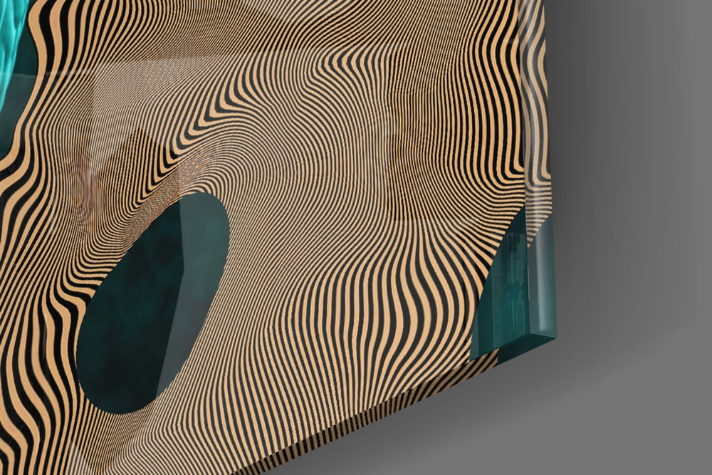 Sculpture panel catching window light to reveal its electric saturation
