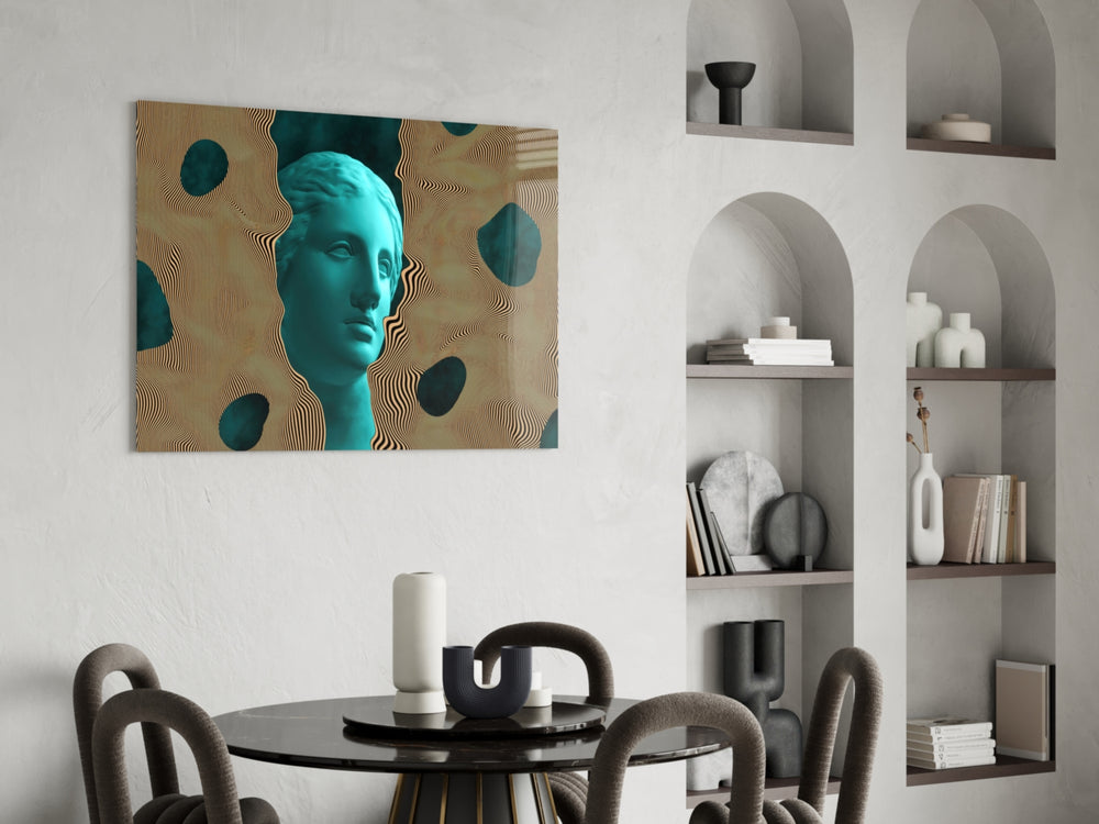 Sculpture glass print enhancing an office with cinematic drama