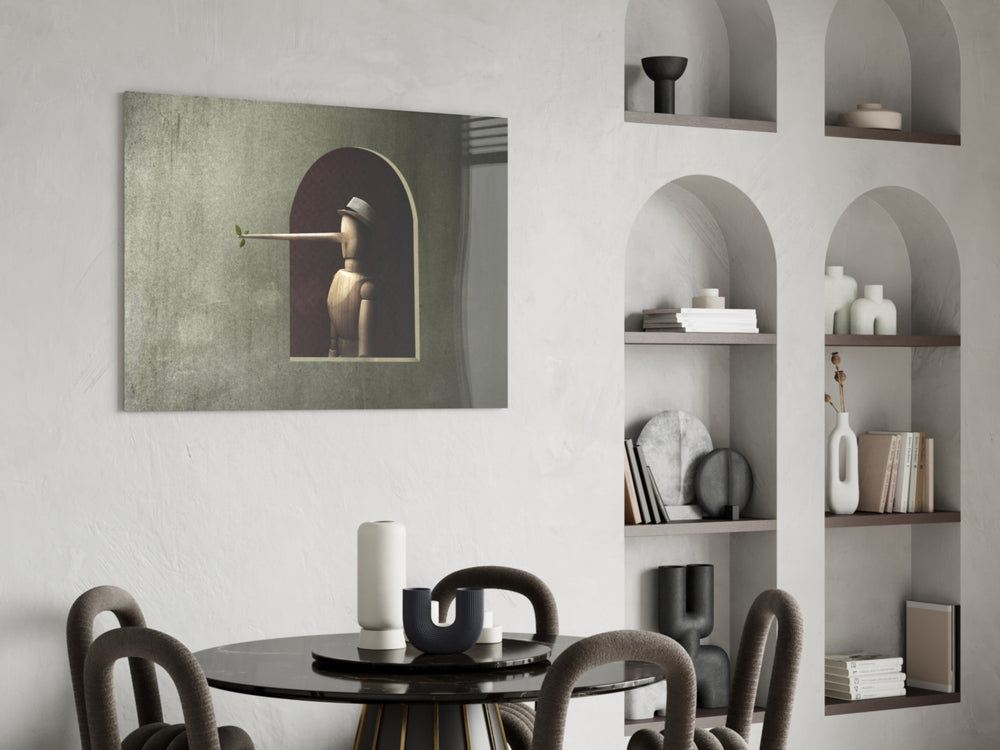 Pinocchio glass print enhancing a kids room with cinematic whimsy