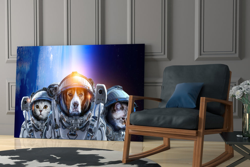 Space Team artwork anchoring a wall with playful space palette