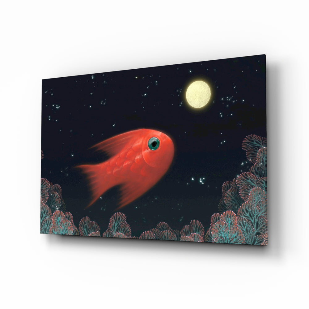 Surreal-fantasy panel bringing dreamy wonder to a contemporary bedroom