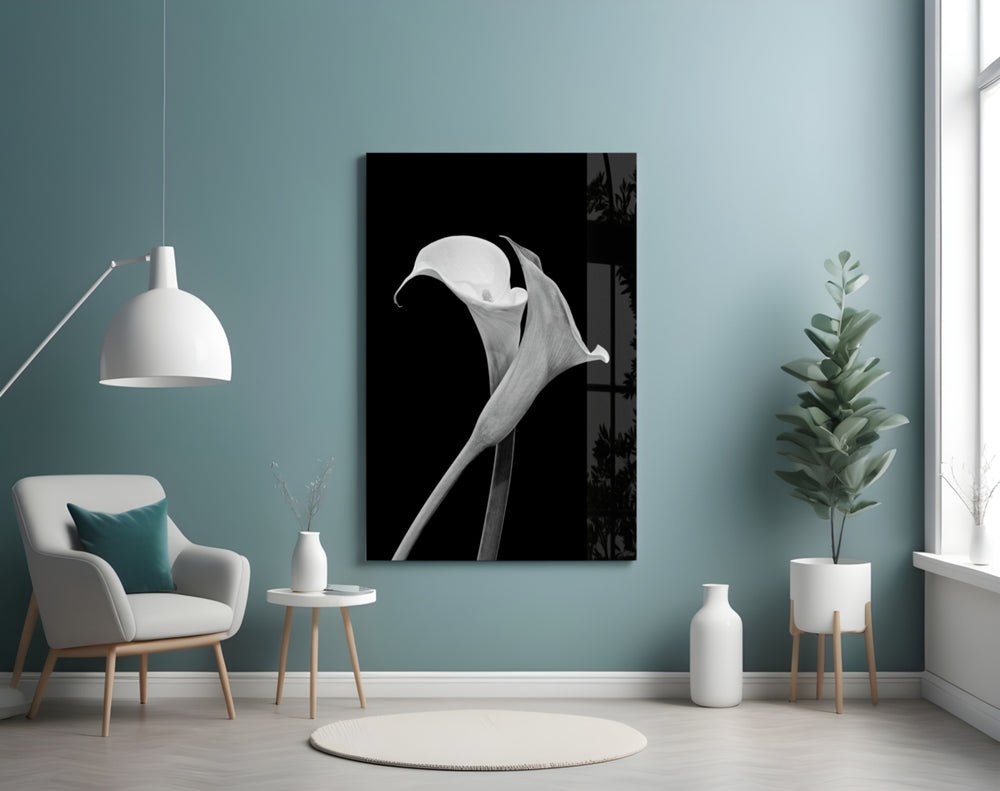 Flower panel adding editorial mood to a living room