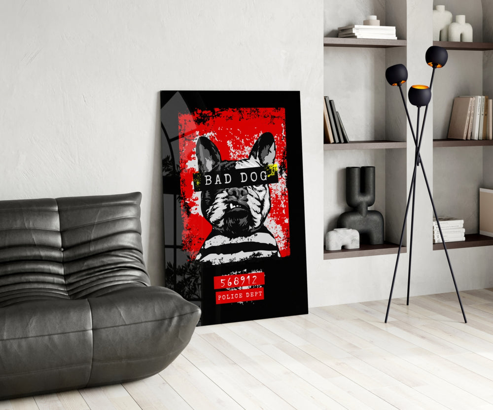 Bad Dog glass print enhancing an office with cinematic drama