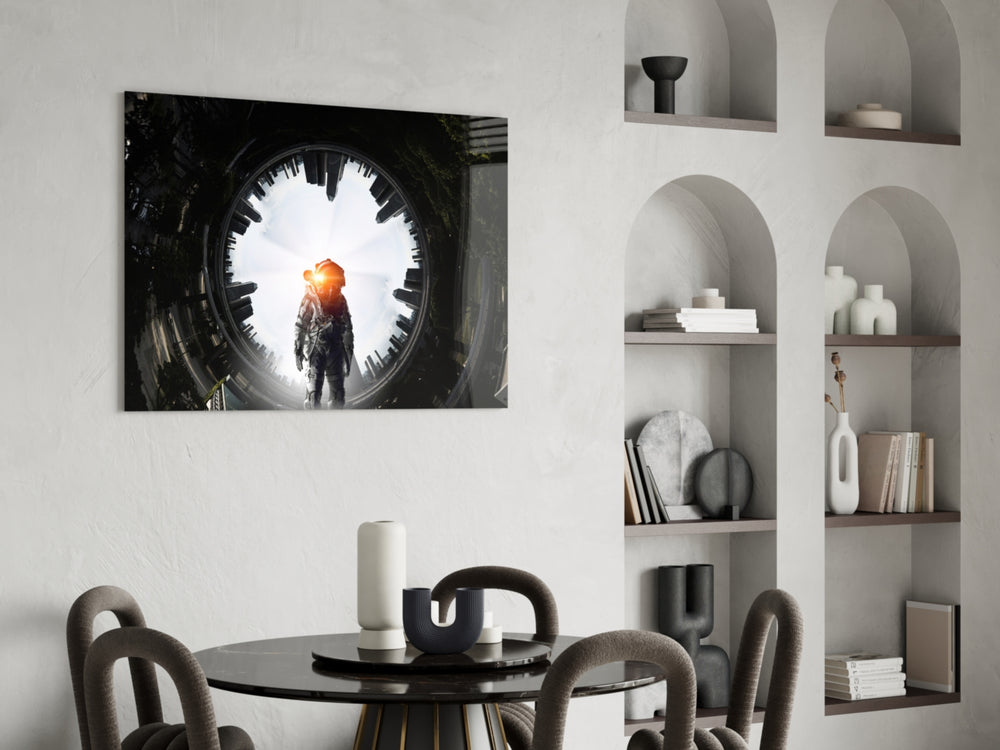 Astronaut glass print enhancing a kids room with cinematic wonder