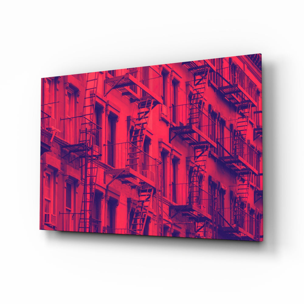 Pop-cityscape panel bringing bold drama to a contemporary lounge