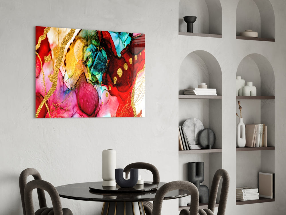 Colors glass print enhancing a hallway with cinematic warmth