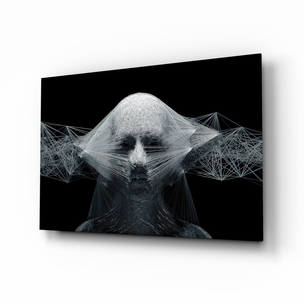 Geometric-3D panel bringing contemplative drama to a contemporary lounge