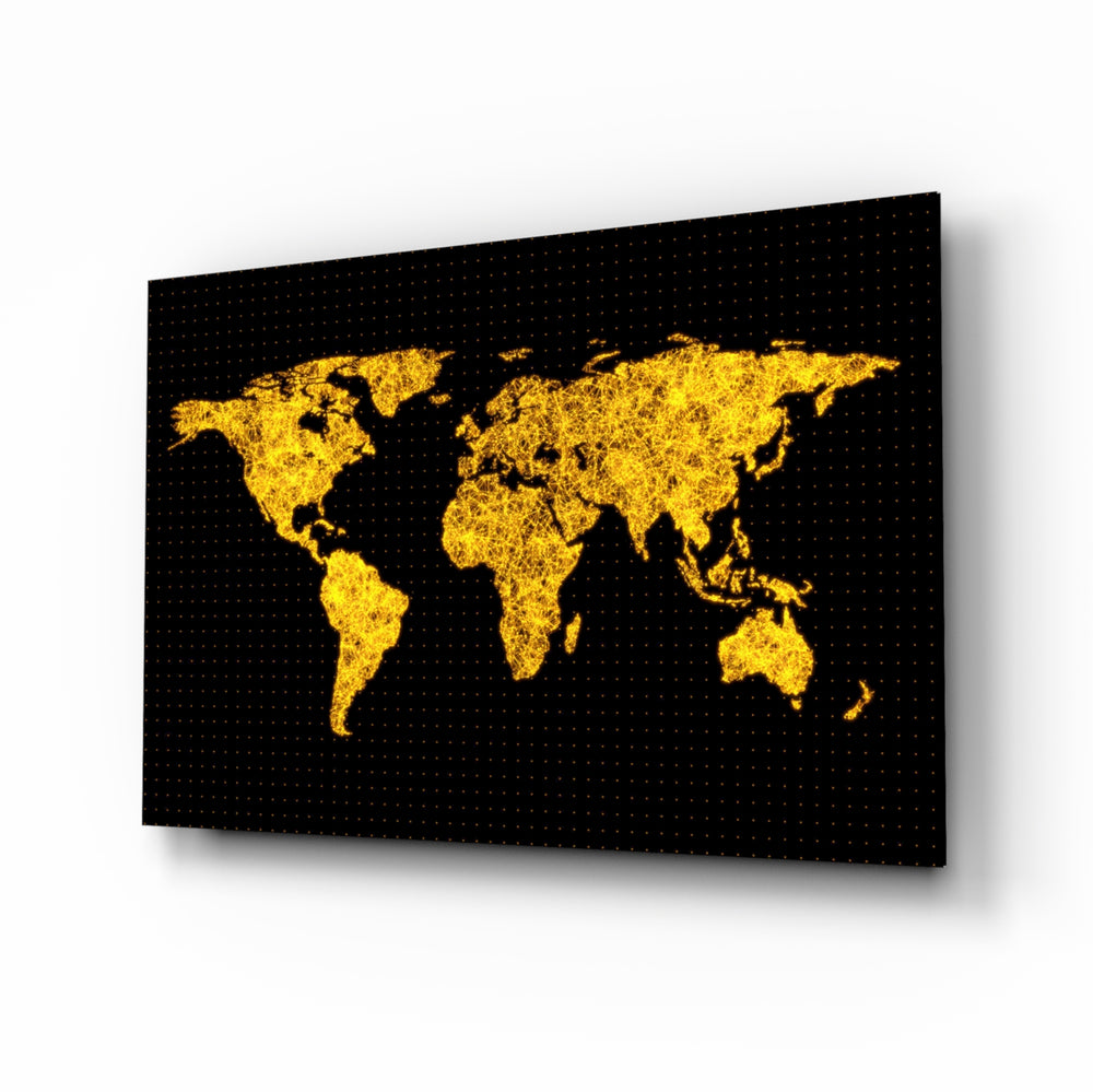 Luxe-cartography panel bringing luxurious drama to a contemporary office