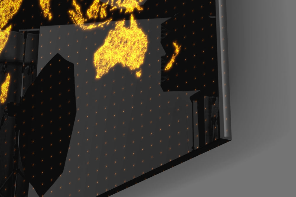 World Map panel catching low light to reveal its luxe shimmer