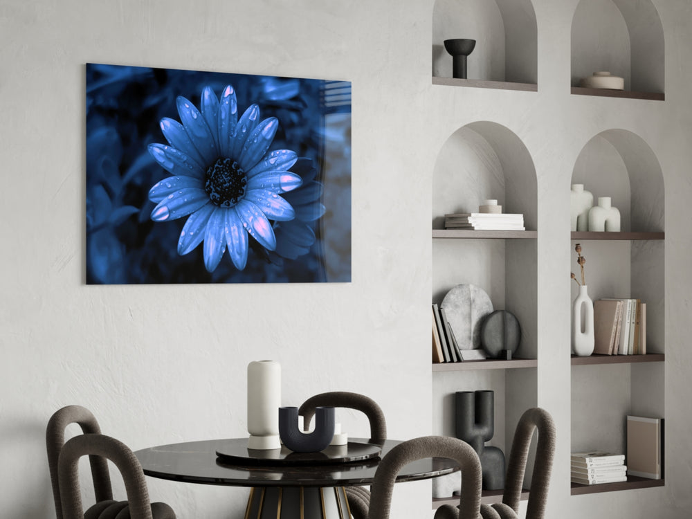 Flower glass print enhancing a hallway with cinematic mood