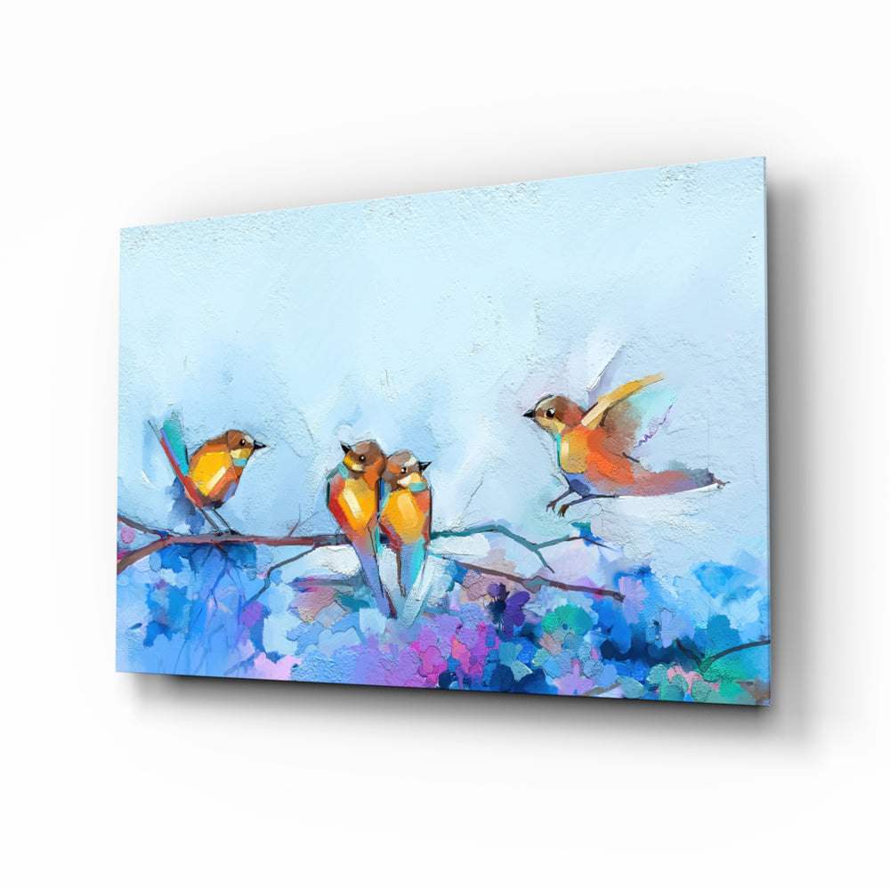Painterly-naturalist panel bringing playful warmth to a contemporary bedroom