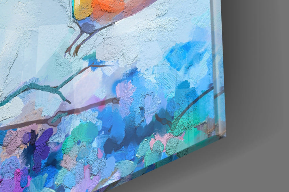 Tiny Birds panel catching window light to reveal its painterly warmth